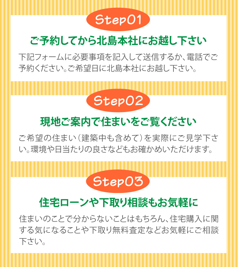ご予約してから北島本社にお越しください