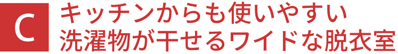 洗面室と分けられてぐるり回れる収納付き脱衣室