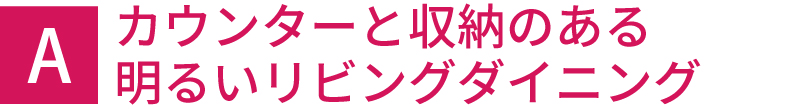 カウンターと収納のある明るいリビングダイニング