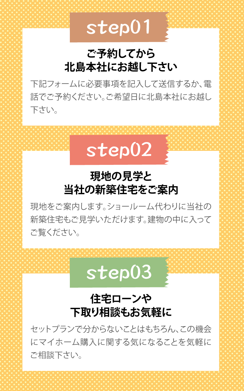 ご予約してから北島本社にお越しください