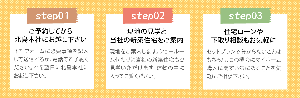 ご予約してから北島本社にお越し下さい