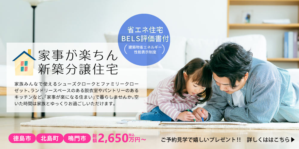 家事が楽ちん新築分譲住宅　総額2,650万円～（税込）